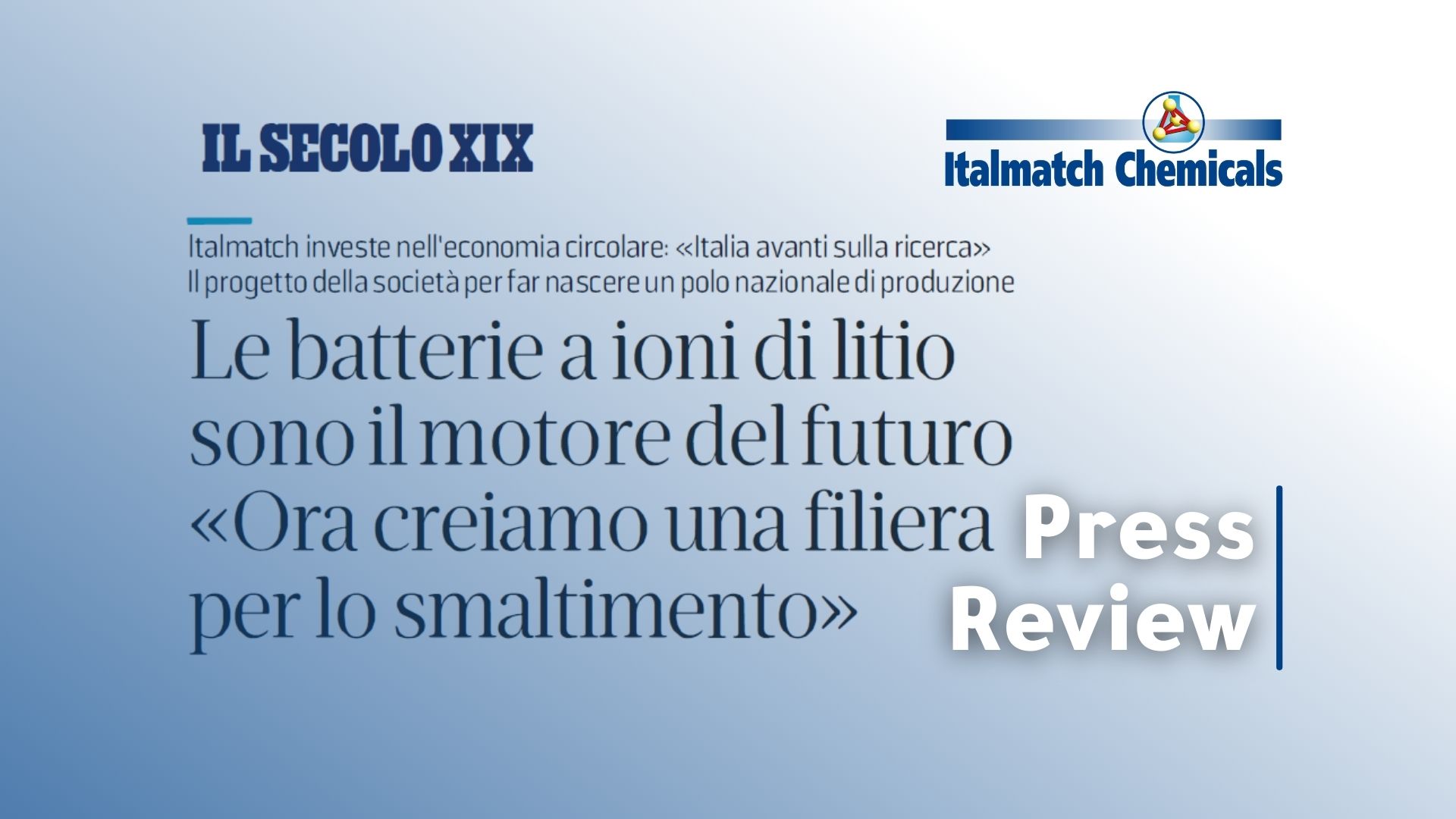 Il Secolo XIX - Italmatch Chemicals_ Interview with Maurizio Turci about ESG, EVB, Circular Economy