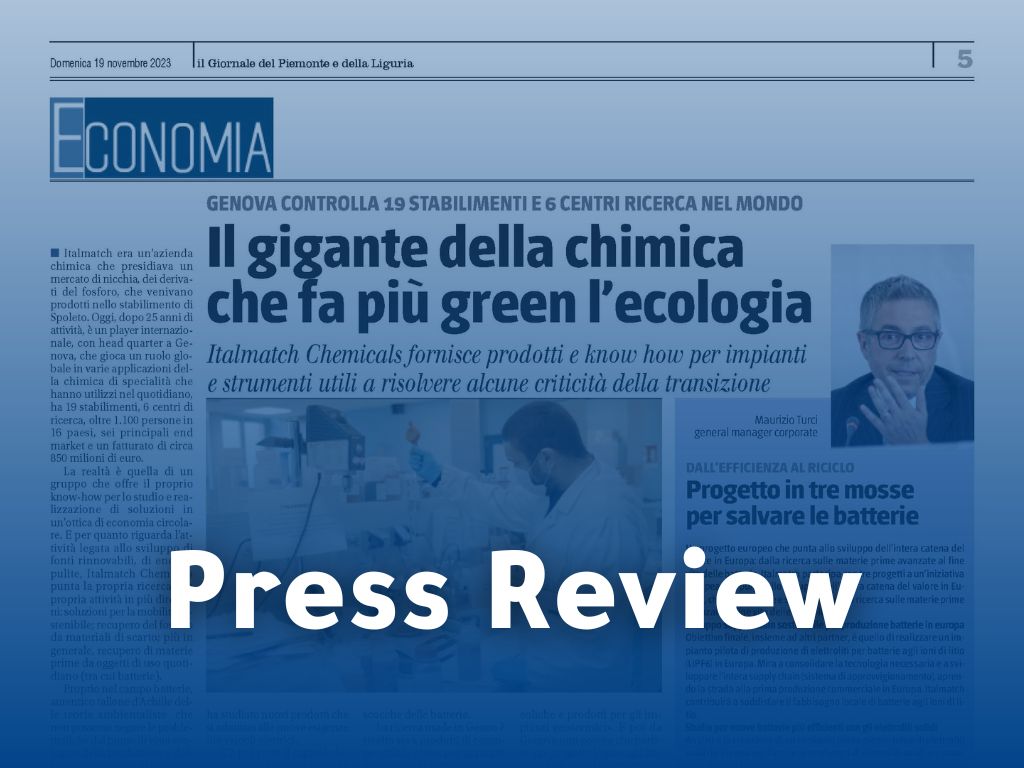 Il Giornale del Piemonte e della Liguria - Italmatch solutions for the green transition